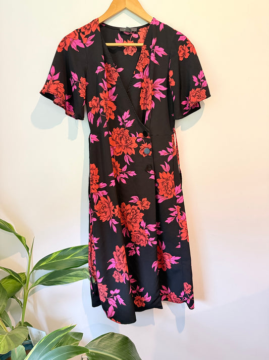 Primark Floral Wrap Style Dress- Size 8