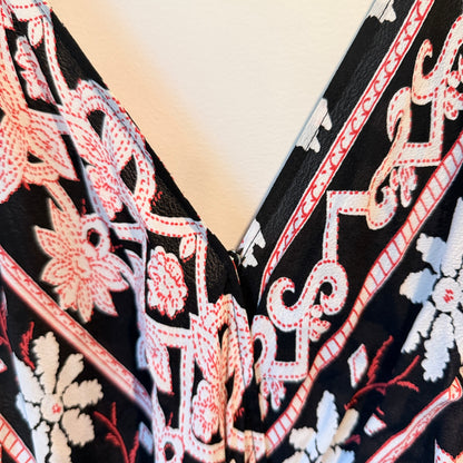 Flynn Skye Size 1 Pink & Black Floral Print Jumpsuit