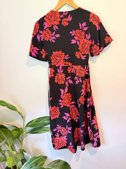 Primark Floral Wrap Style Dress- Size 8
