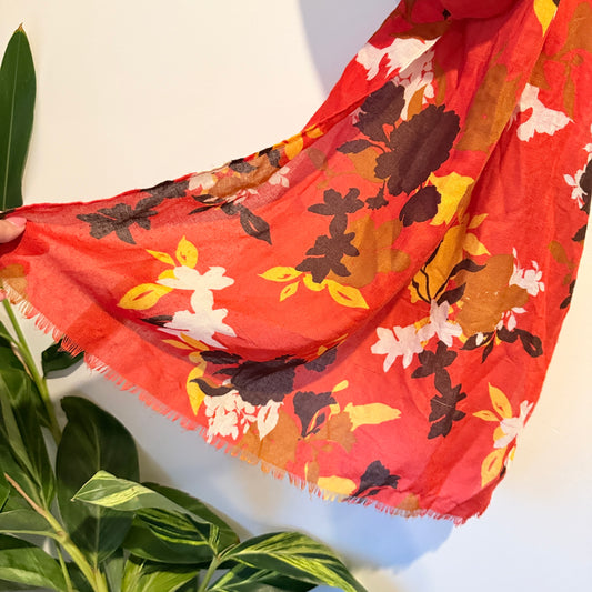 anko One Size Red Multi-Floral Print Scarf
