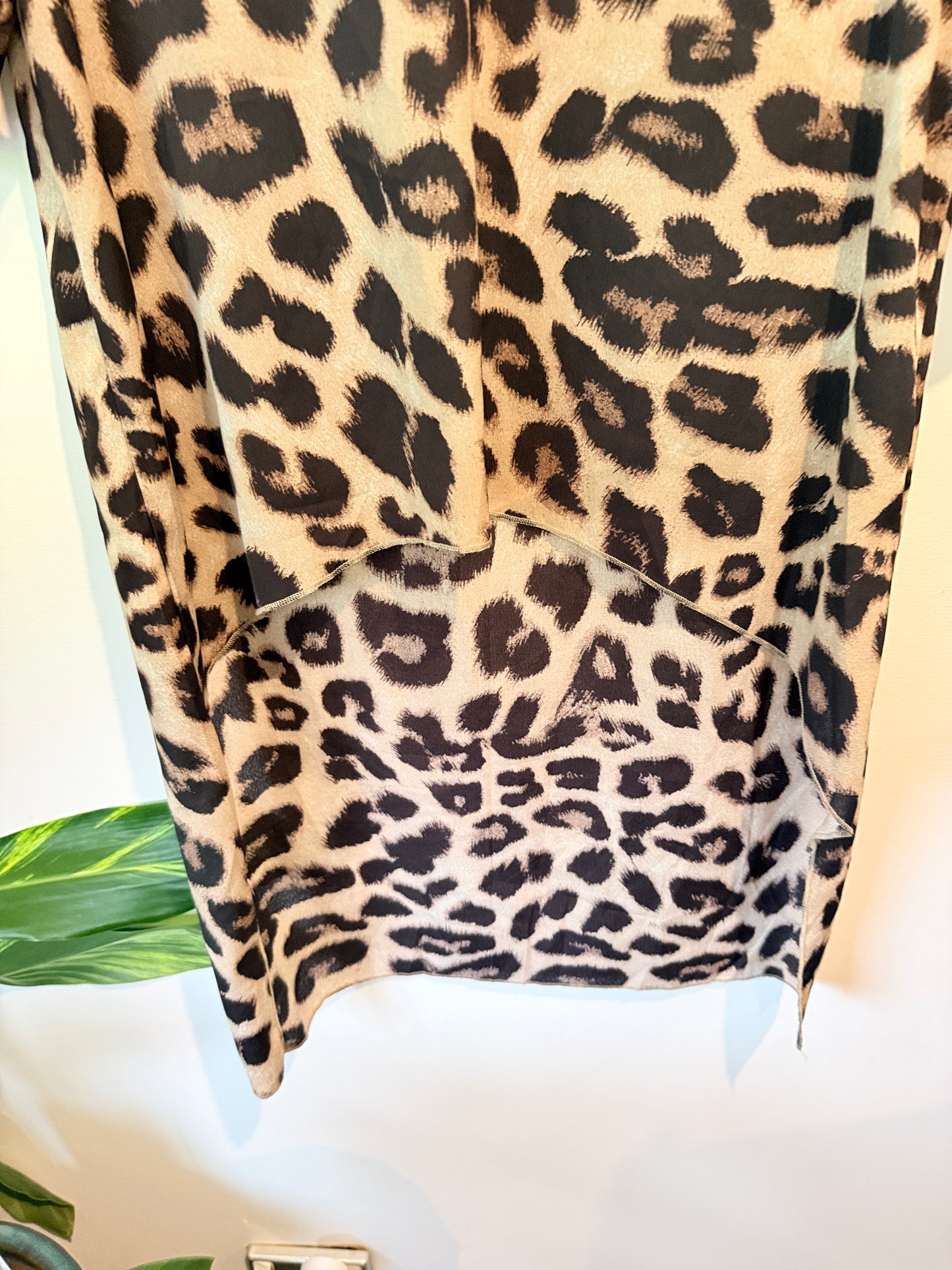 SHEIN Leopard Print Tunic Dress Beige Black - Size S