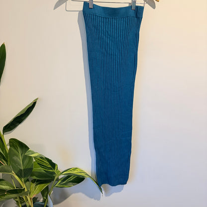 Glassons Ribbed Knit Midi Skirt Teal - Size XS