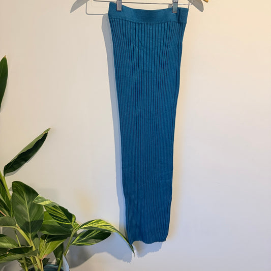 Glassons Ribbed Knit Midi Skirt Teal - Size XS