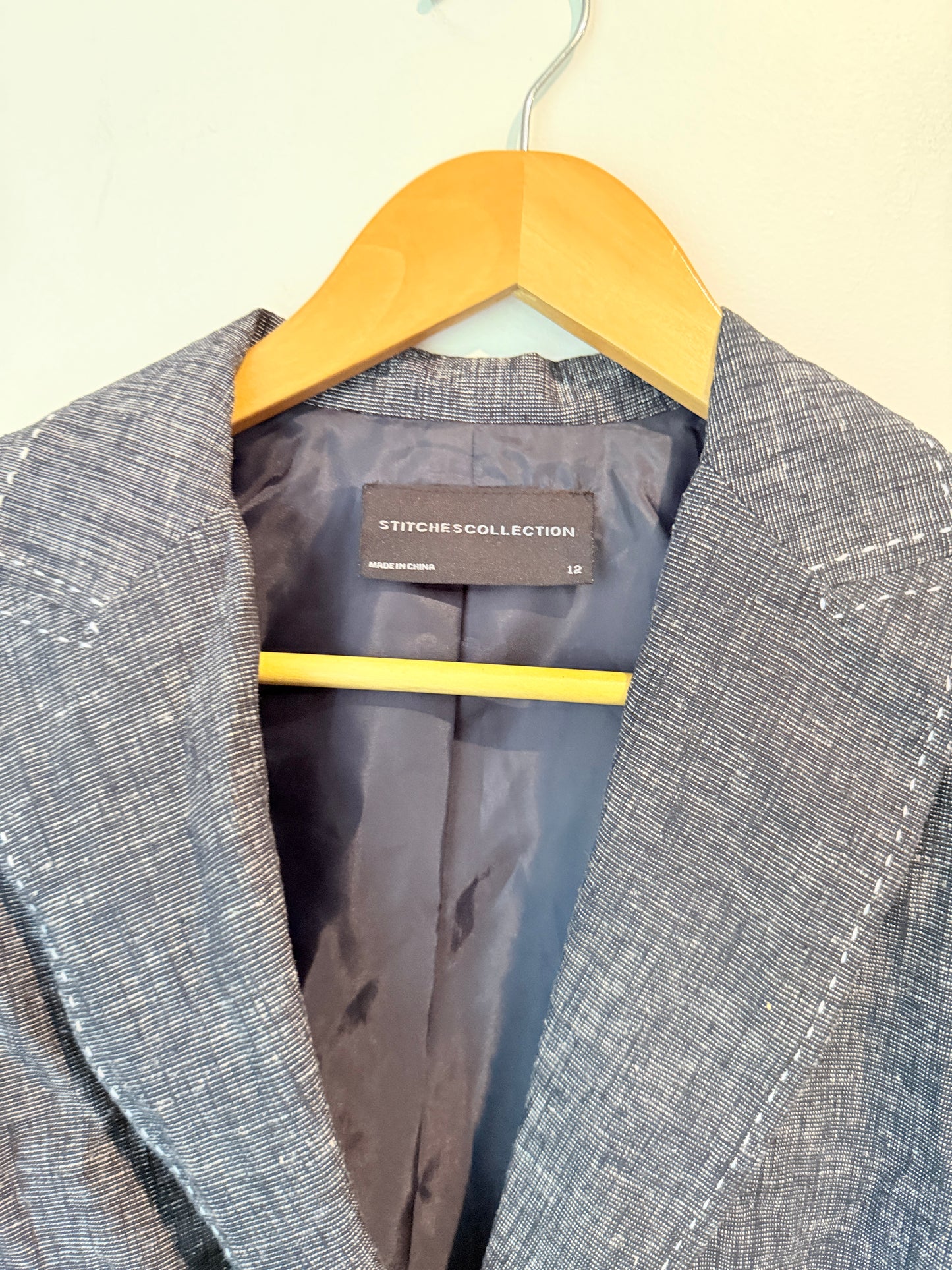 Stitches Collection Grey Linen Blend Blazer - Size 8