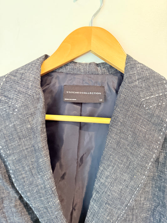 Stitches Collection Grey Linen Blend Blazer - Size 8