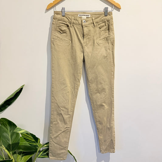 Country Road Panelled Slim Pants Beige - Size 8