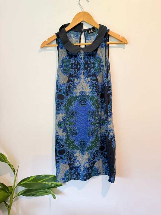 Dotti Baroque Print Peter Pan Collar Shift Dress - Size 8