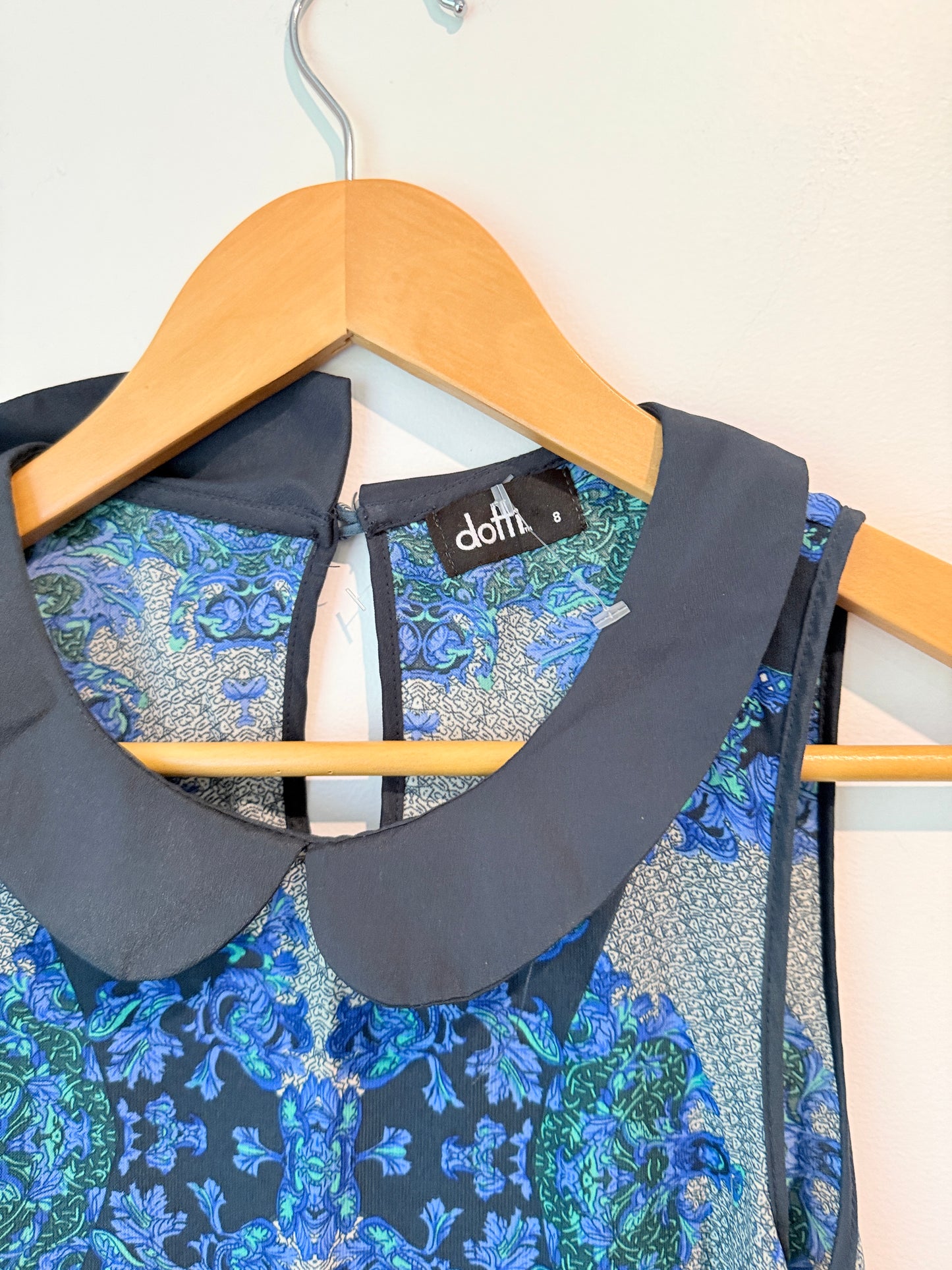 Dotti Baroque Print Peter Pan Collar Shift Dress - Size 8