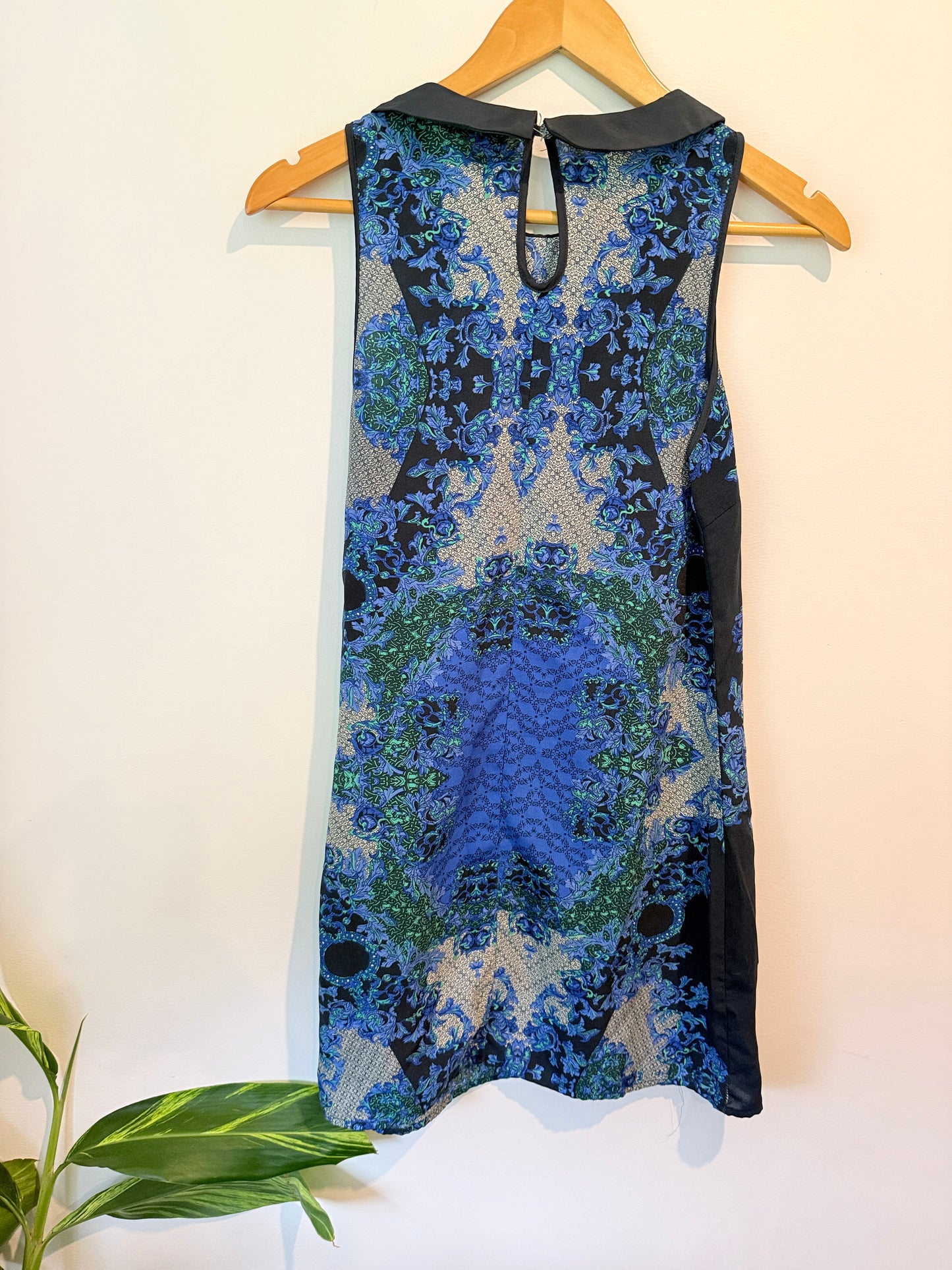 Dotti Baroque Print Peter Pan Collar Shift Dress - Size 8