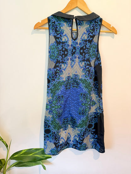 Dotti Baroque Print Peter Pan Collar Shift Dress - Size 8