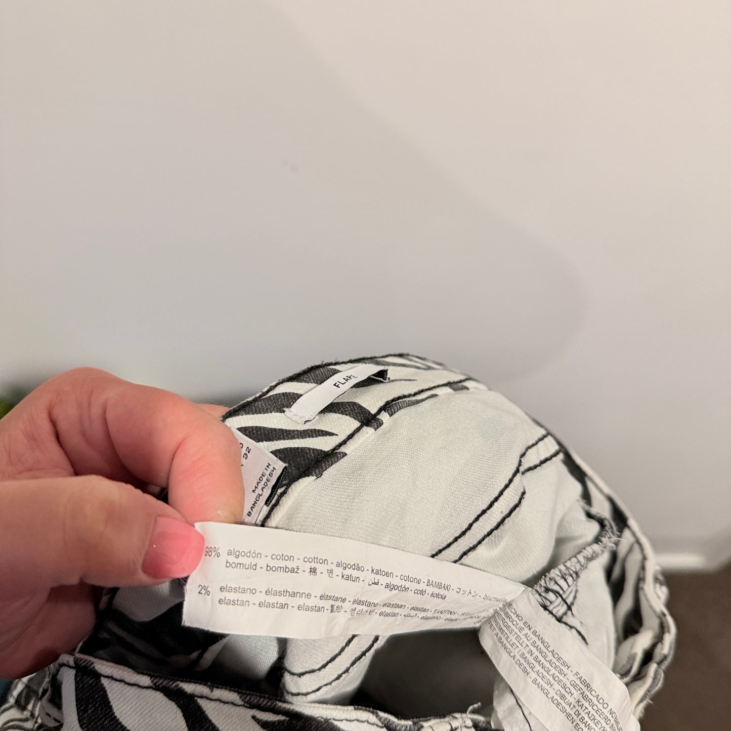 Bershka Zebra Print Flare Jeans Black/White - Size 10