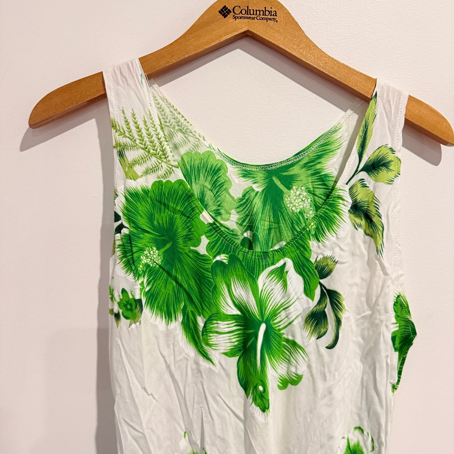 Floral Green Handkerchief Hem Dress - Size Large