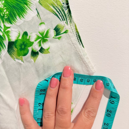 Floral Green Handkerchief Hem Dress - Size Large