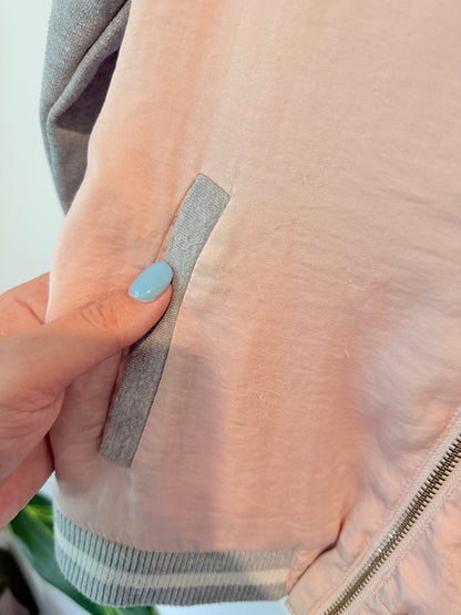 Stradivarius Satin Bomber Jacket Pink Grey - Size S