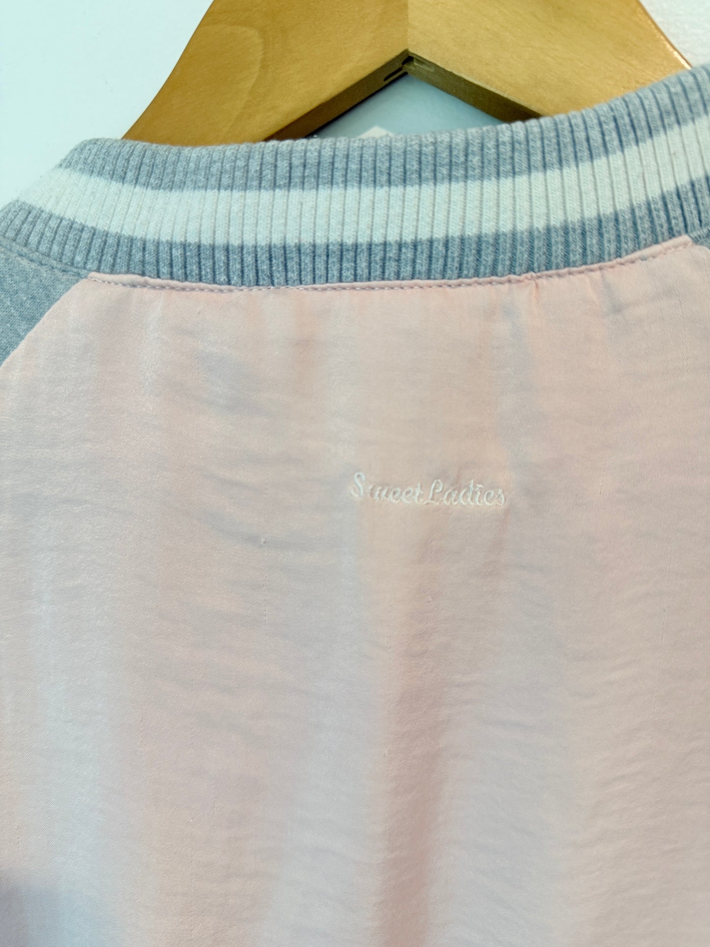 Stradivarius Satin Bomber Jacket Pink Grey - Size S
