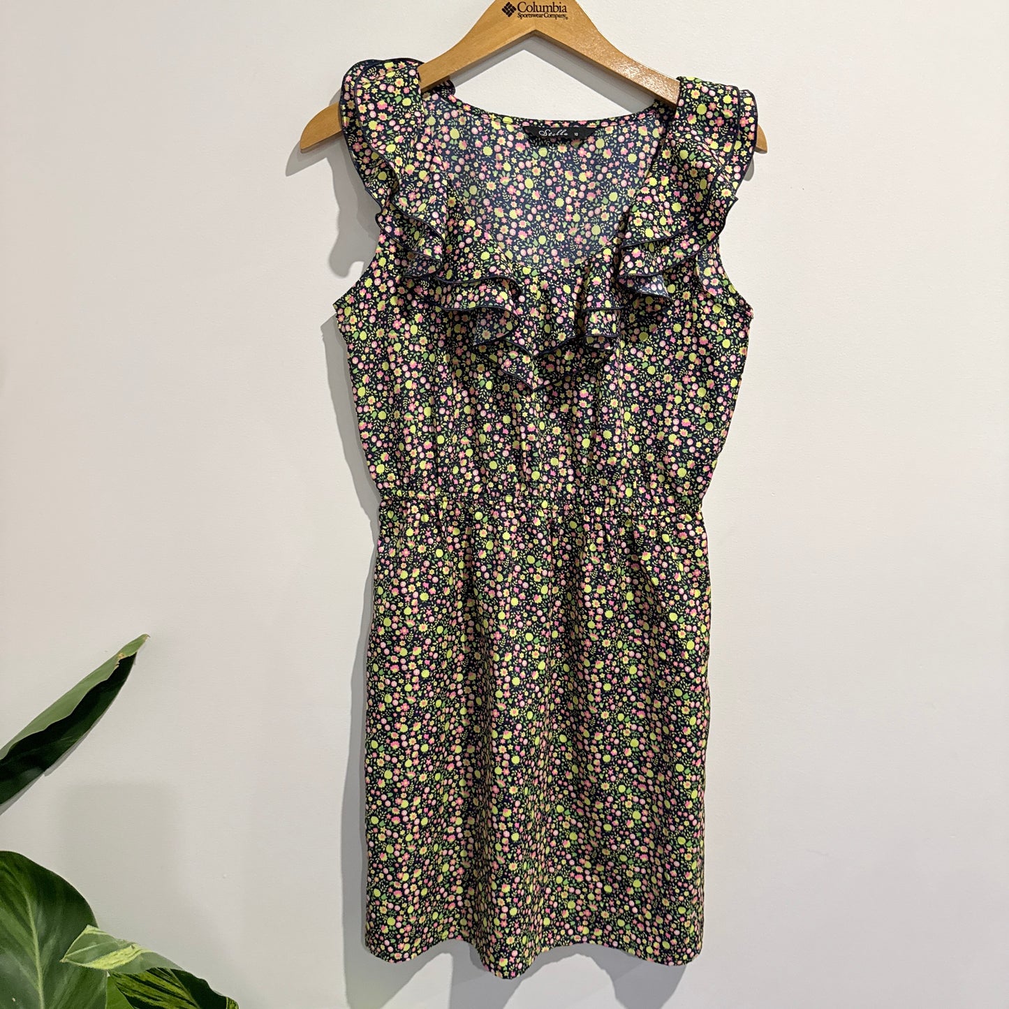 Stella Floral Ruffle Neck Mini Dress - Size 10
