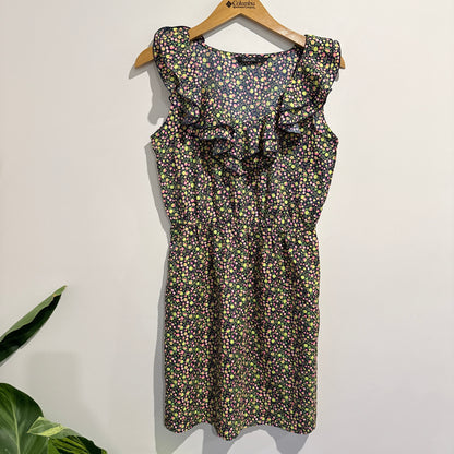 Stella Floral Ruffle Neck Mini Dress - Size 10
