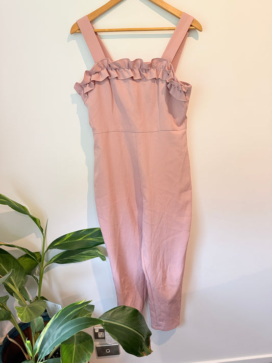 Kelso Petite Ruffle Strap Jumpsuit Pink - Size 12