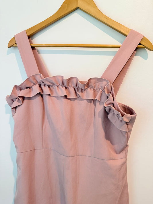 Kelso Petite Ruffle Strap Jumpsuit Pink - Size 12