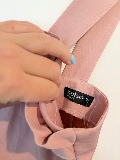 Kelso Petite Ruffle Strap Jumpsuit Pink - Size 12