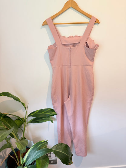 Kelso Petite Ruffle Strap Jumpsuit Pink - Size 12