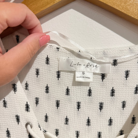 Lulu + Rose Printed Lace-Up Mini Dress White/Black - Size S
