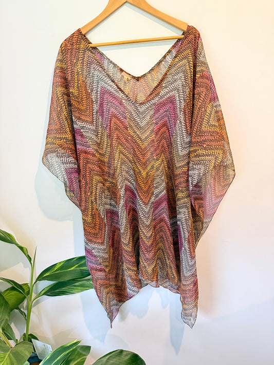 Echo Sheer Chevron Kaftan Top Multicolour - Size S