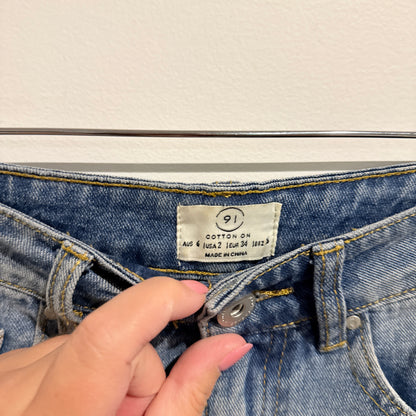 Cotton On 91 Distressed Denim Shorts Blue - Size 6