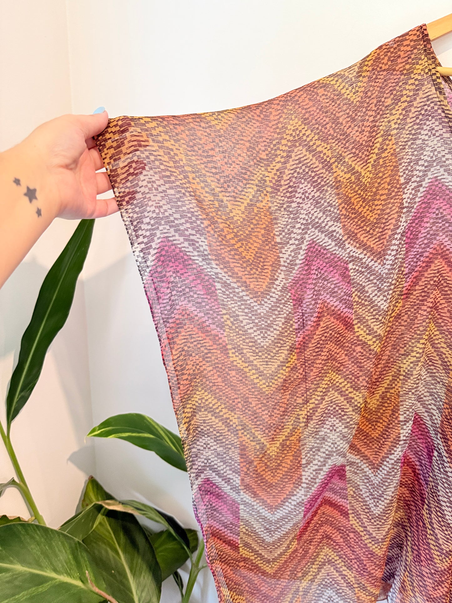 Echo Sheer Chevron Kaftan Top Multicolour - Size S
