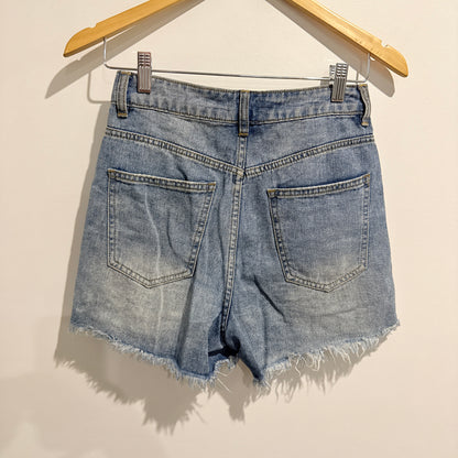 Cotton On 91 Distressed Denim Shorts Blue - Size 6