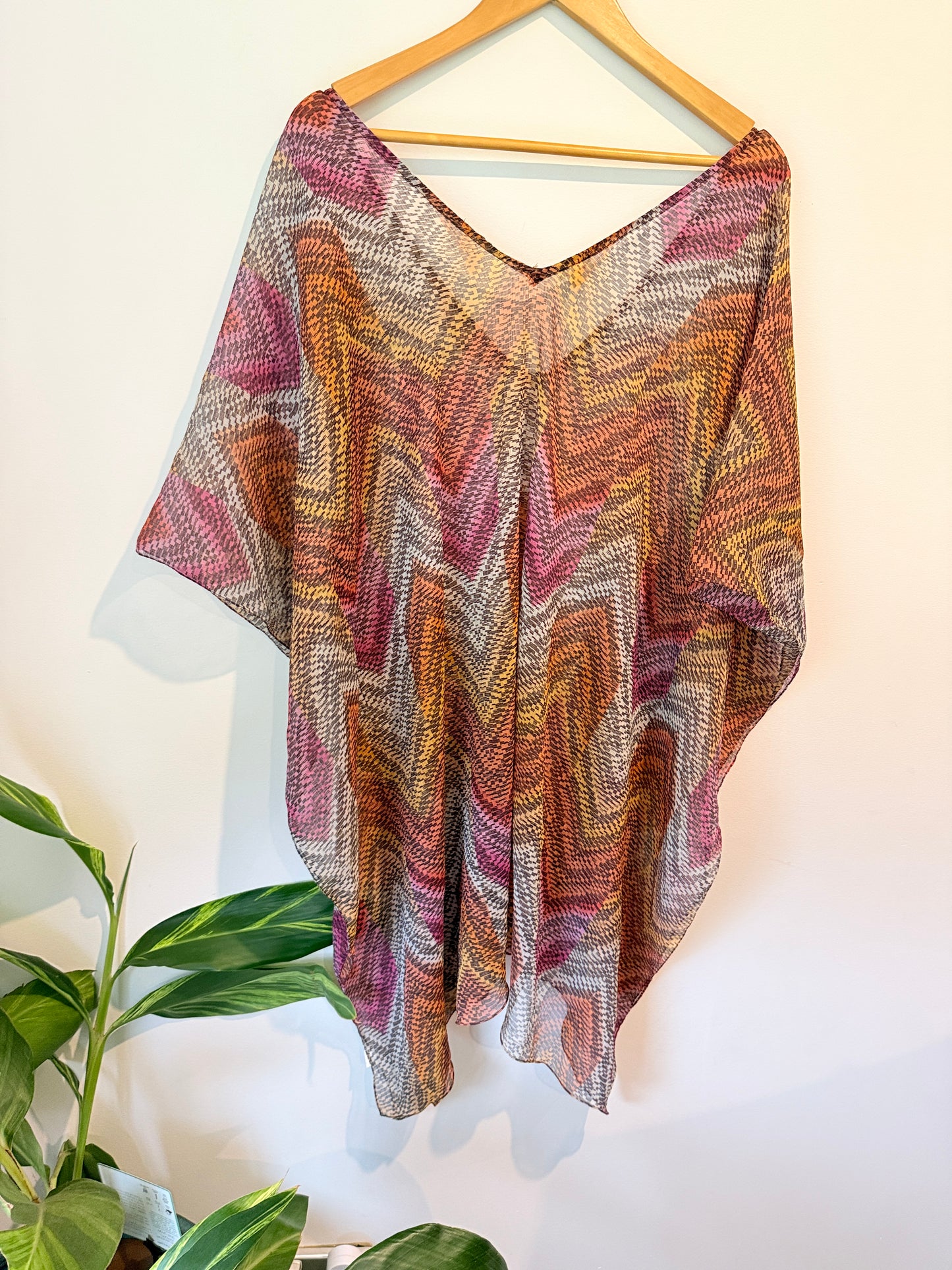 Echo Sheer Chevron Kaftan Top Multicolour - Size S