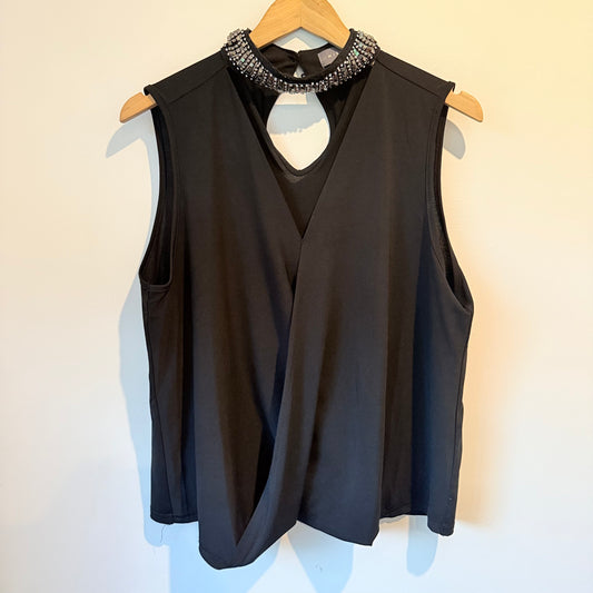 Mirrou XL Halterneck Beaded Keyhole Top