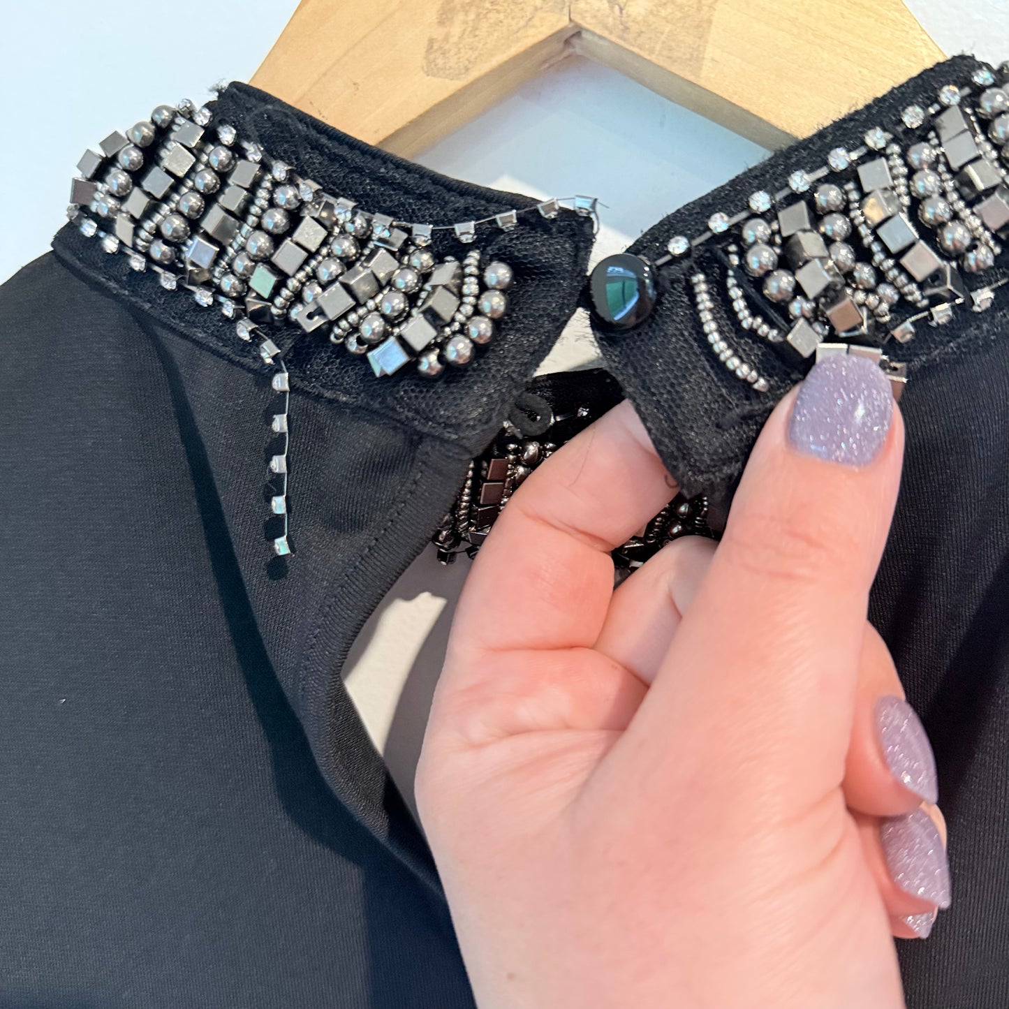 Mirrou XL Halterneck Beaded Keyhole Top