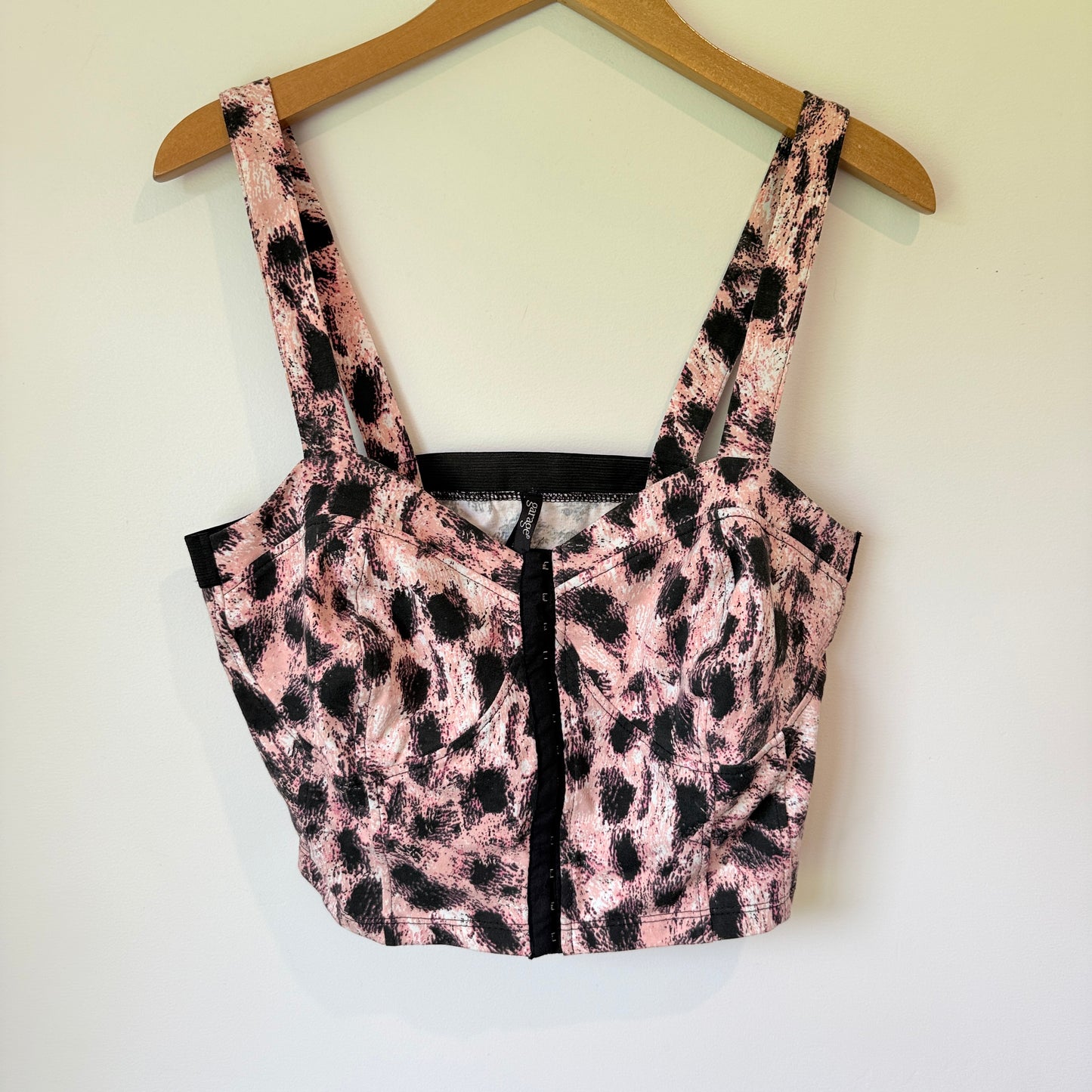 Garage Pink Leopard Print Bustier Crop Top Size 12