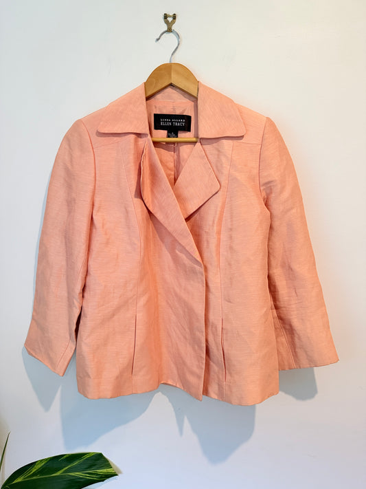 Linda Allard Ellen Tracy Linen Blend Blazer Peach - Size 8