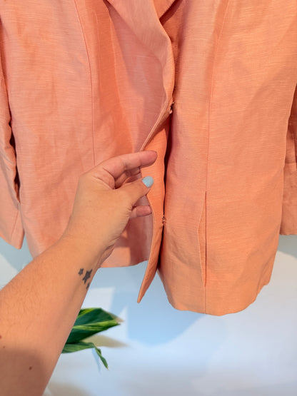 Linda Allard Ellen Tracy Linen Blend Blazer Peach - Size 8