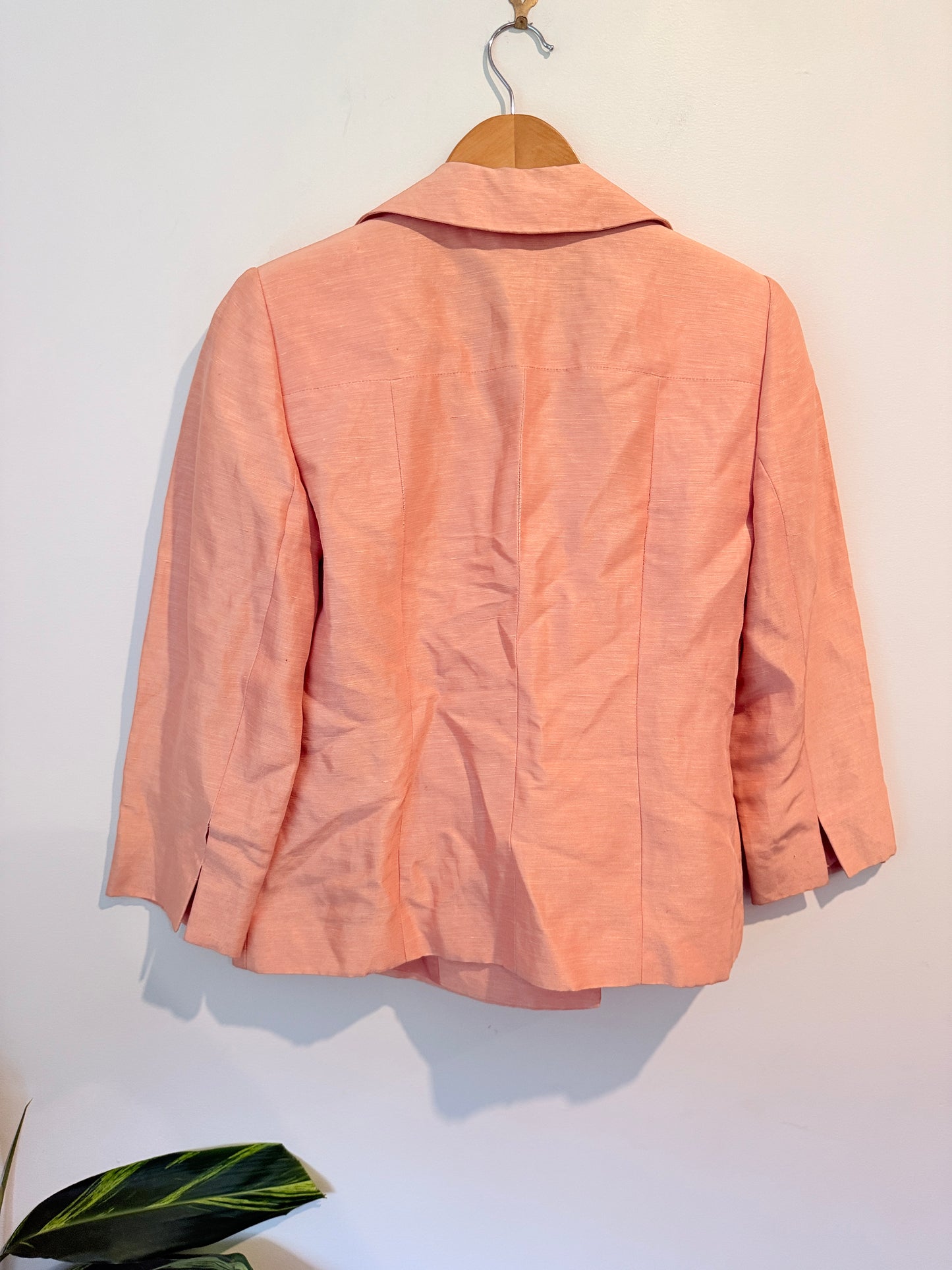 Linda Allard Ellen Tracy Linen Blend Blazer Peach - Size 8