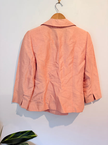 Linda Allard Ellen Tracy Linen Blend Blazer Peach - Size 8