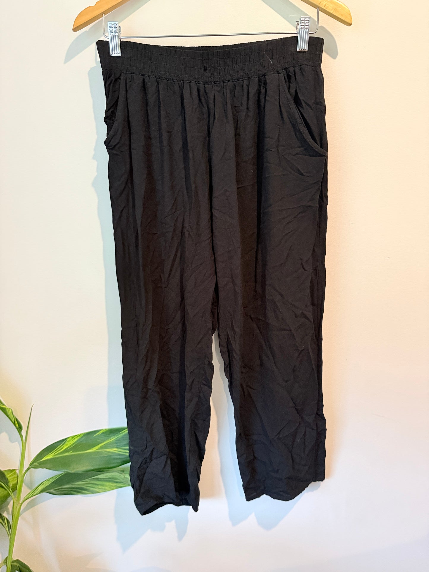 YU FASHION Wide Leg Pants Black - 72cm waist unstretched