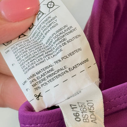 Reebok Hero Strappy Bra Pad Aubergine Size L