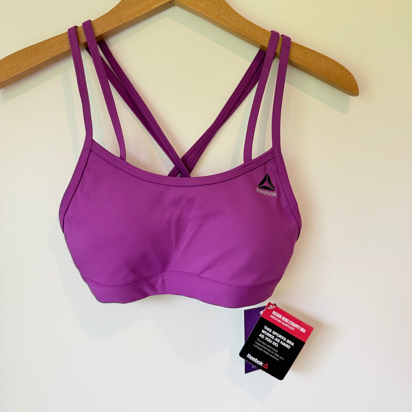 Reebok Hero Strappy Bra Pad Aubergine Size S