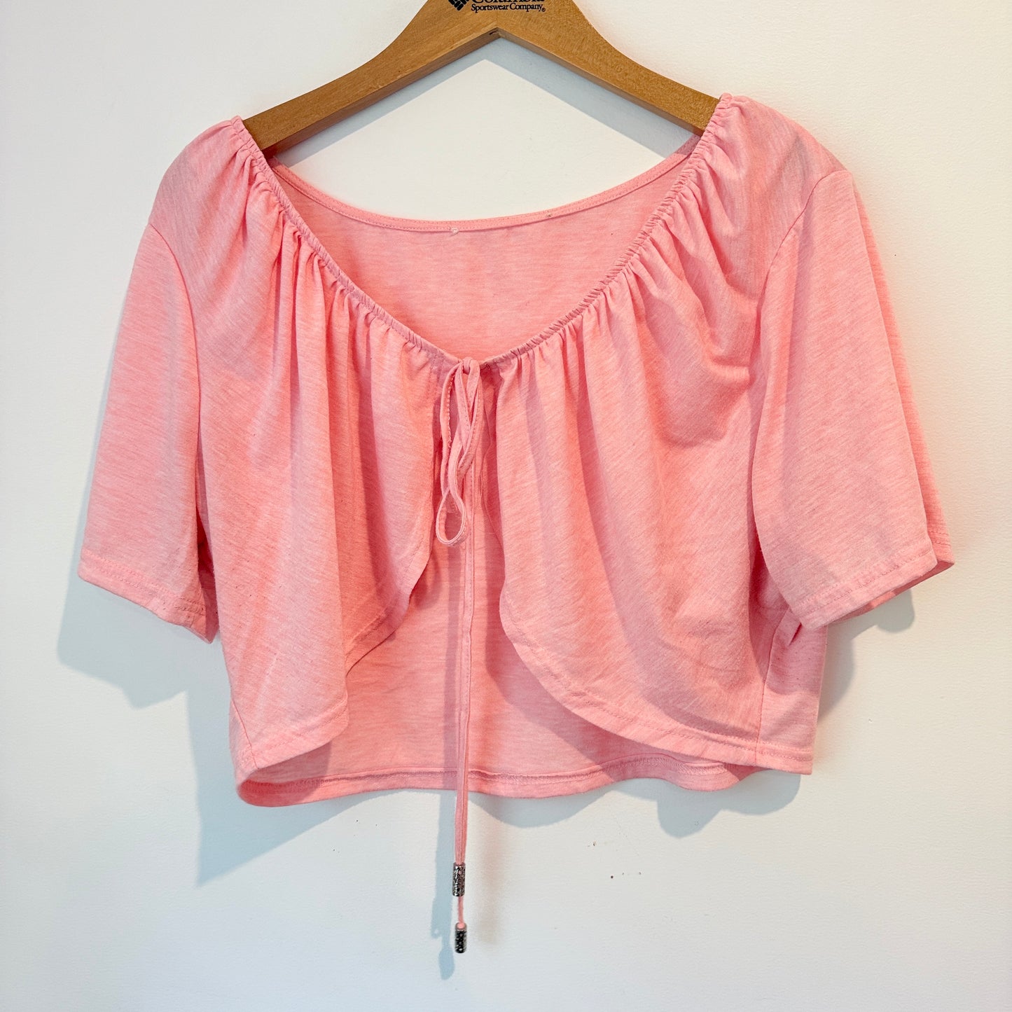 Brand Unknown Size U/Arm 57cm Pink Off-The-Shoulder Gathered Crop Top