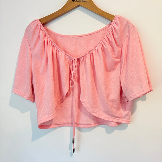 Brand Unknown Size U/Arm 57cm Pink Off-The-Shoulder Gathered Crop Top