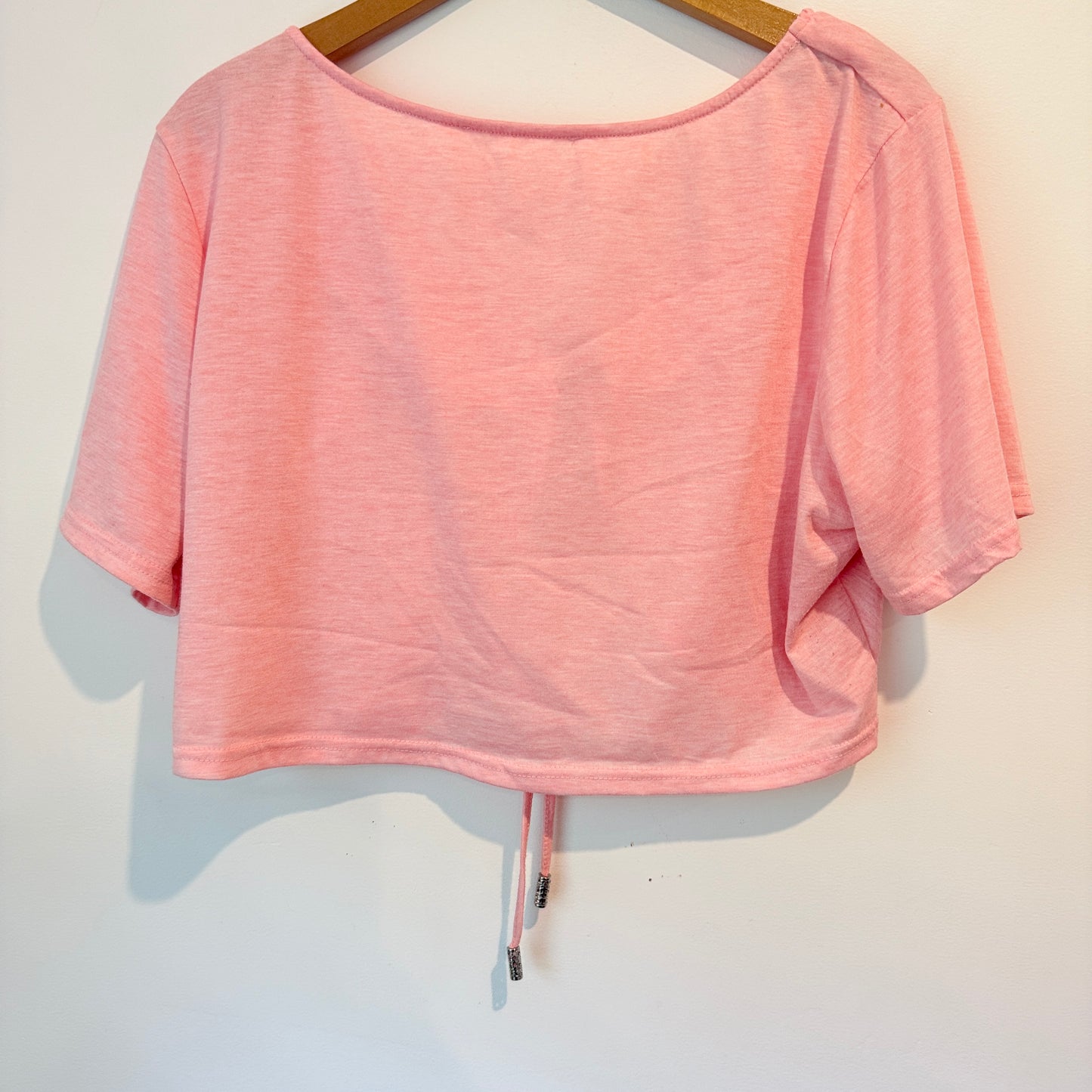 Brand Unknown Size U/Arm 57cm Pink Off-The-Shoulder Gathered Crop Top