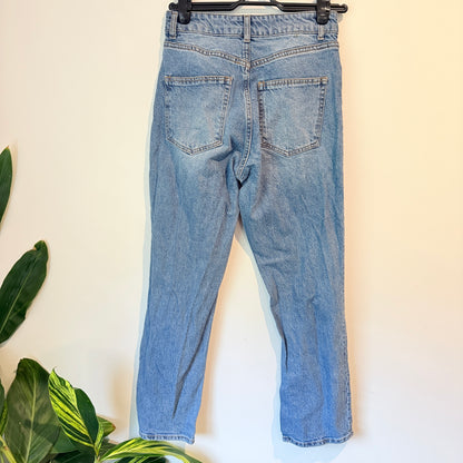 H&M Size 10 High-Rise Straight-Leg Distressed Jeans