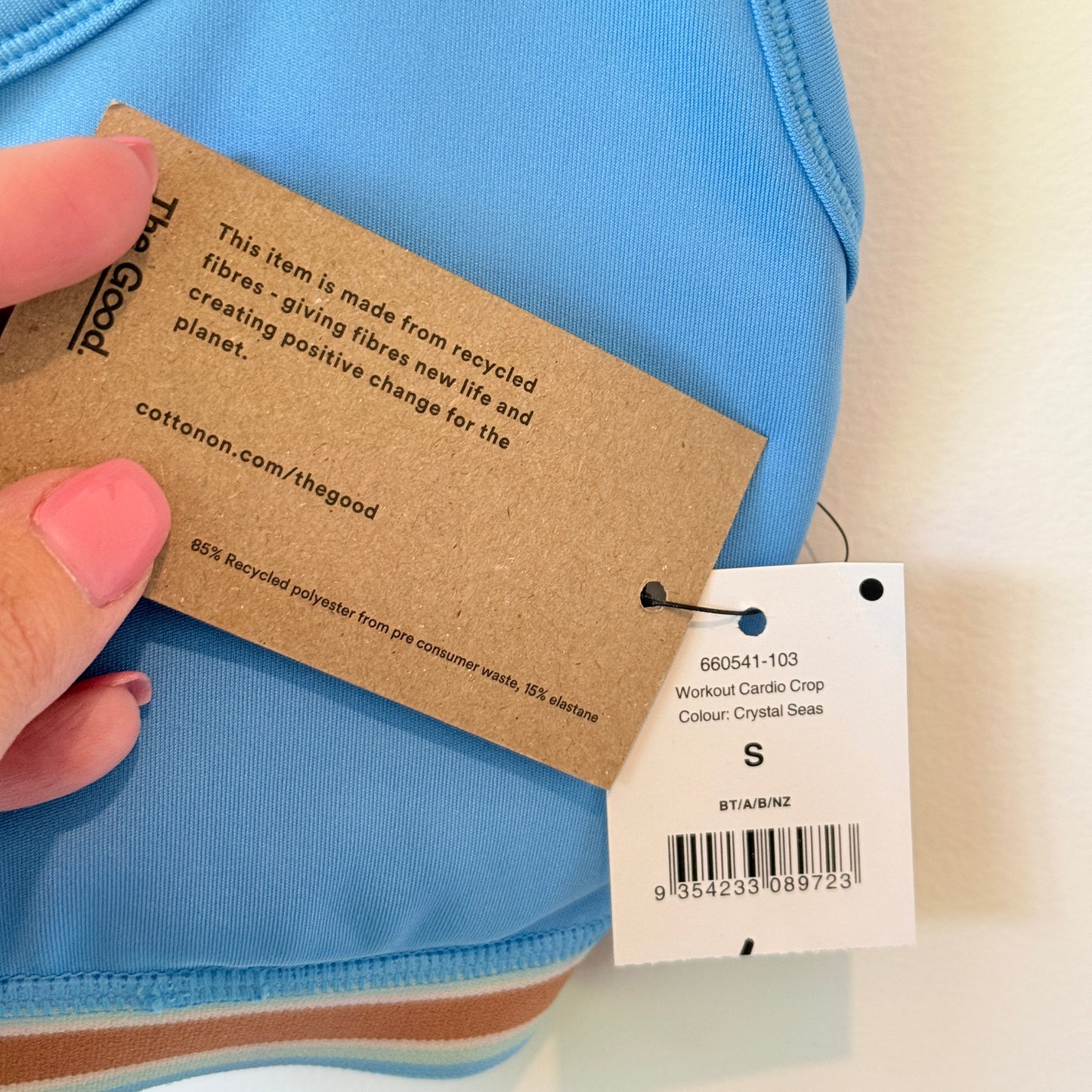 Cotton On Body Workout Cardio Crop Crystal Seas Size S