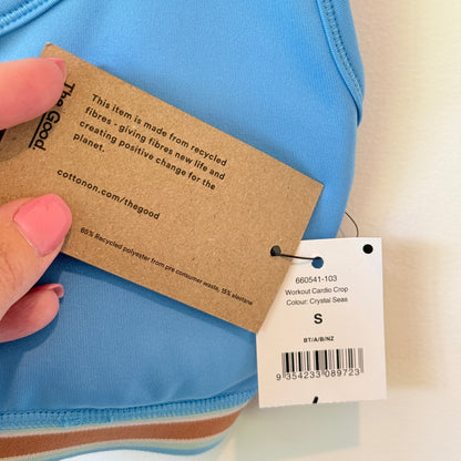 Cotton On Body Workout Cardio Crop Crystal Seas Size S