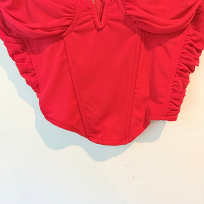 Mirrou Size S Red Corset Bustier Crop Top