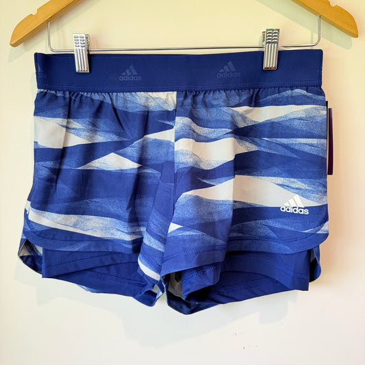 Adidas 2 in 1 AOP Running Shorts Blue Size S