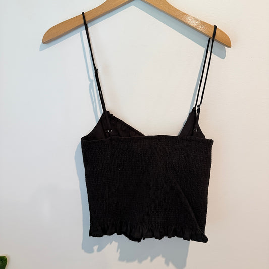 Glassons Black Smocked Tie-Front Cami – Size 10